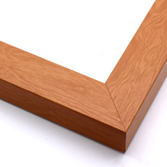 This heavy frame features simple, straight edges and a pecan-wood finish with wood grain details. 

Protruding 1.25 "es, a distinct division is achieved between art and wall. The deep rabbet also provides shadow box properties.

1.5 " width: ideal for medium size images.  The simple, classic nature of this frame, and it