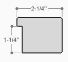 The cross-section profile of a picture frame moulding